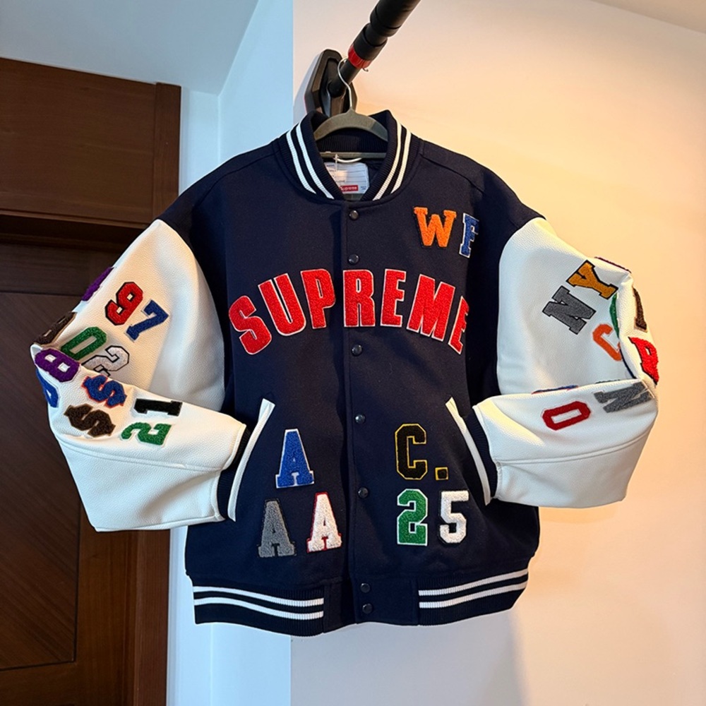 Supreme Praises Varsity Navy Blue Padded Jacket